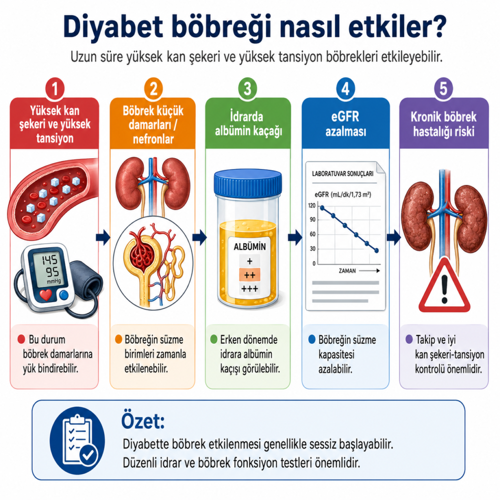 Diyabet Böbreği Nasıl Etkiler infografik